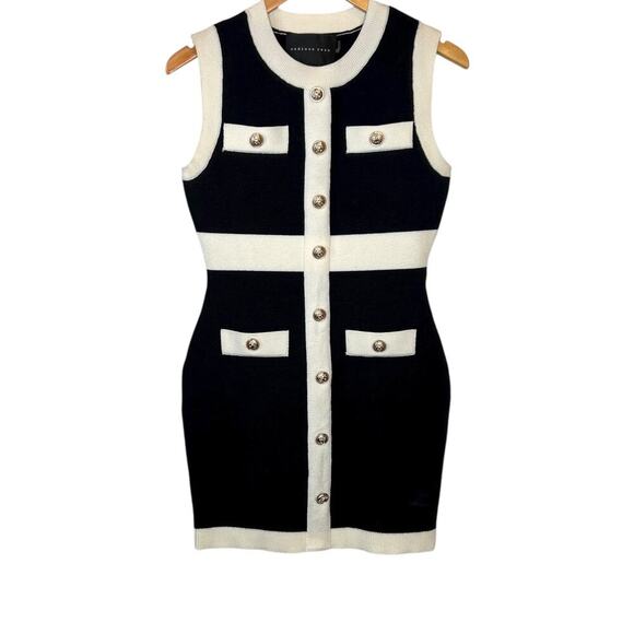 Anthropologie BodyCon Knit Dress in Black & White Women's Small - Picture 3 of 11